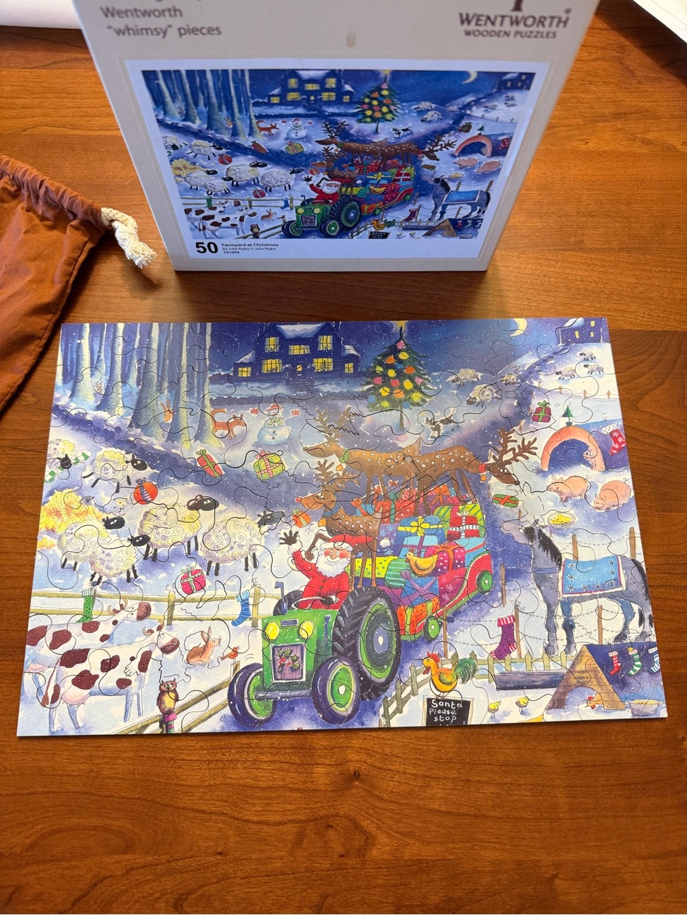Wentworth Wooden Puzzle 50 Piece Farmyard At Christmas 521003 Complete With Bag